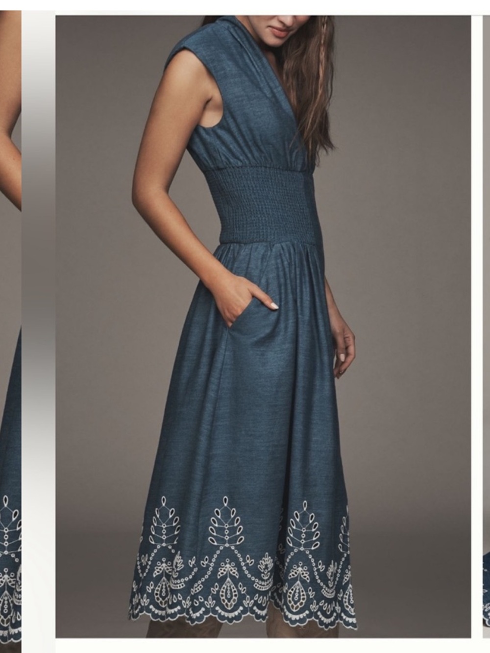 The Tommie Denim Eyelet Trim Dress